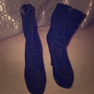 Black platform booties